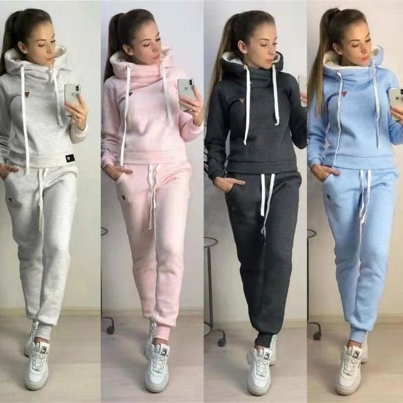 Veyla – Tuta da donna solida Felpe con cappuccio casual Felpa Pantalone Set Ab - Veyla