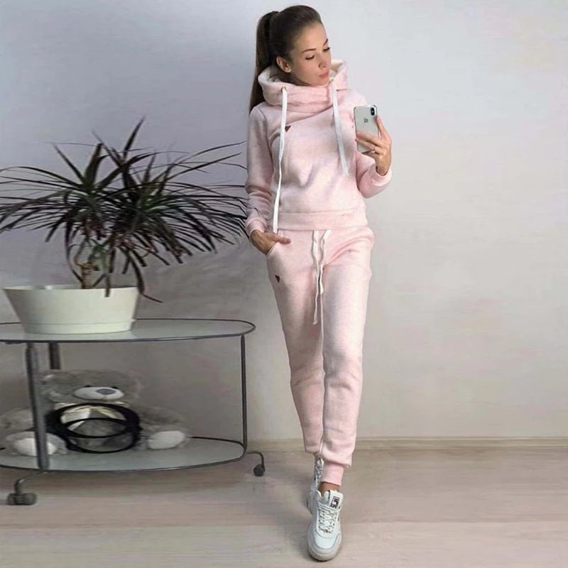 Veyla – Tuta da donna solida Felpe con cappuccio casual Felpa Pantalone Set Ab - Veyla